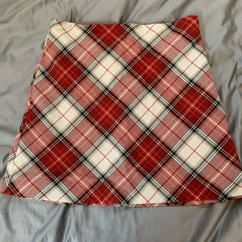 Checkered red skirt